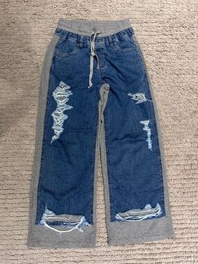 ZUMBA Denim-Front Sweatpant Wide-Leg Pants - Sample Piece, Size S